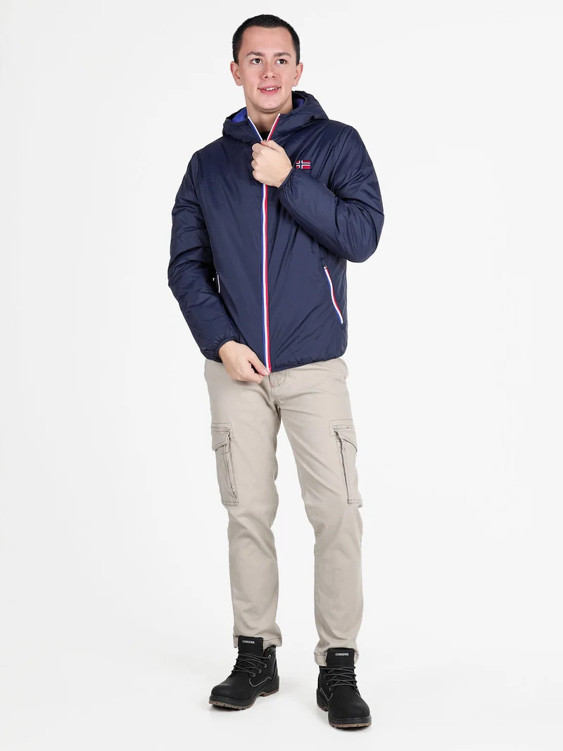 Piumino da uomo reversibile con cappuccio - blu