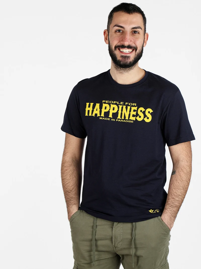 T-shirt da uomo con stampa - blu scuro