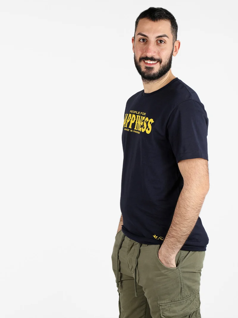 T-shirt da uomo con stampa - blu scuro