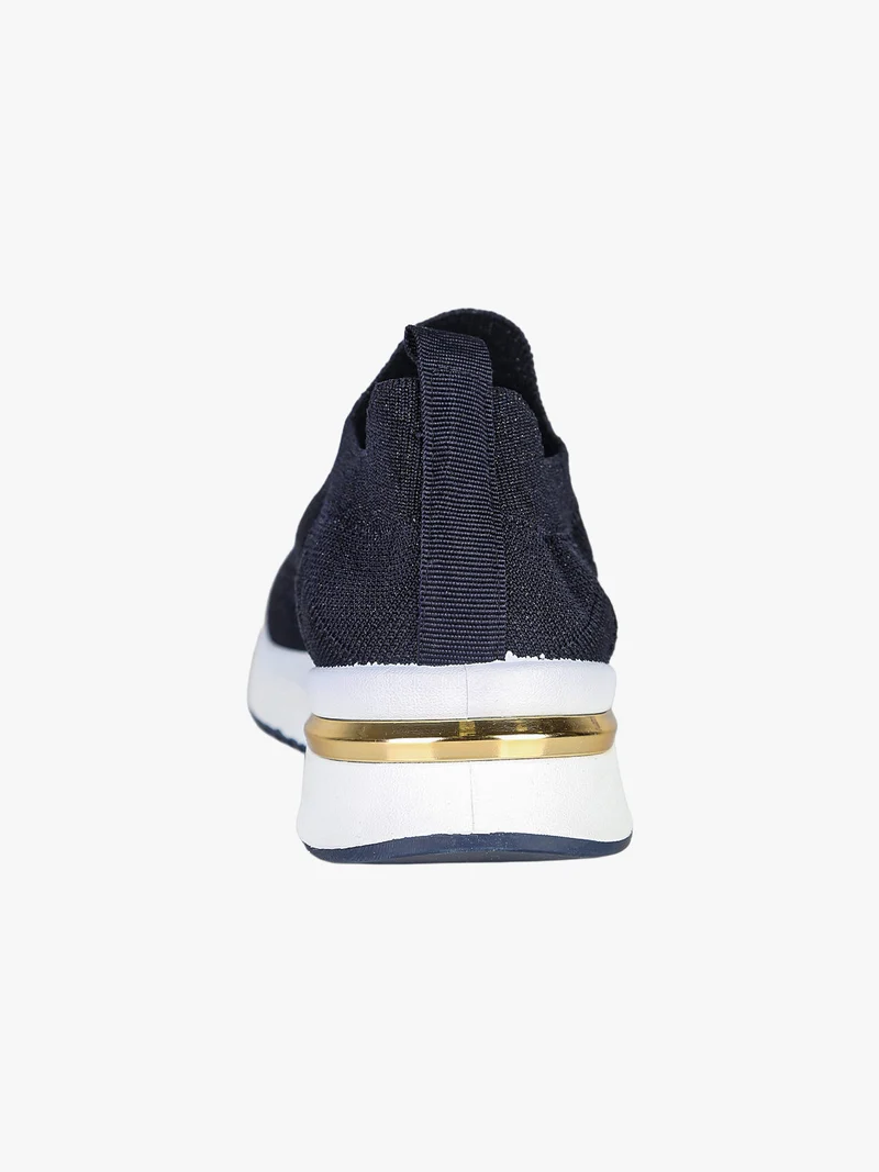 Sneakers donna slip on in maglia con zeppa - blu scuro
