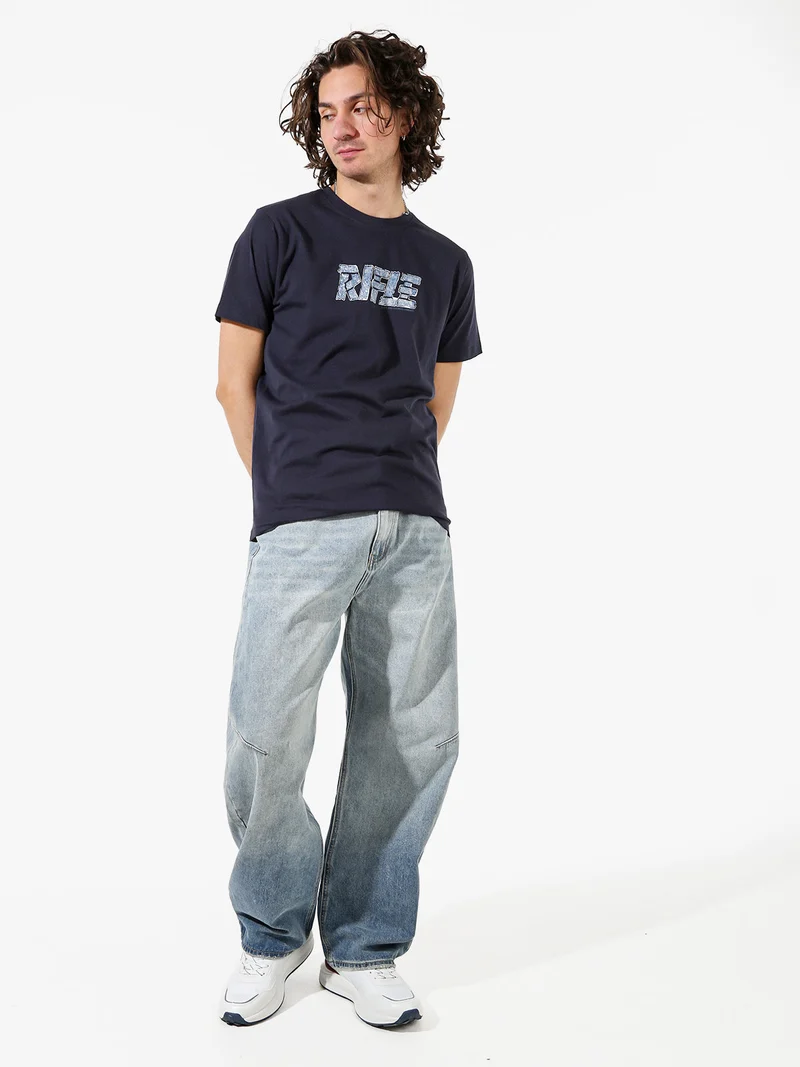 T-shirt in cotone da uomo con logo - blu scuro