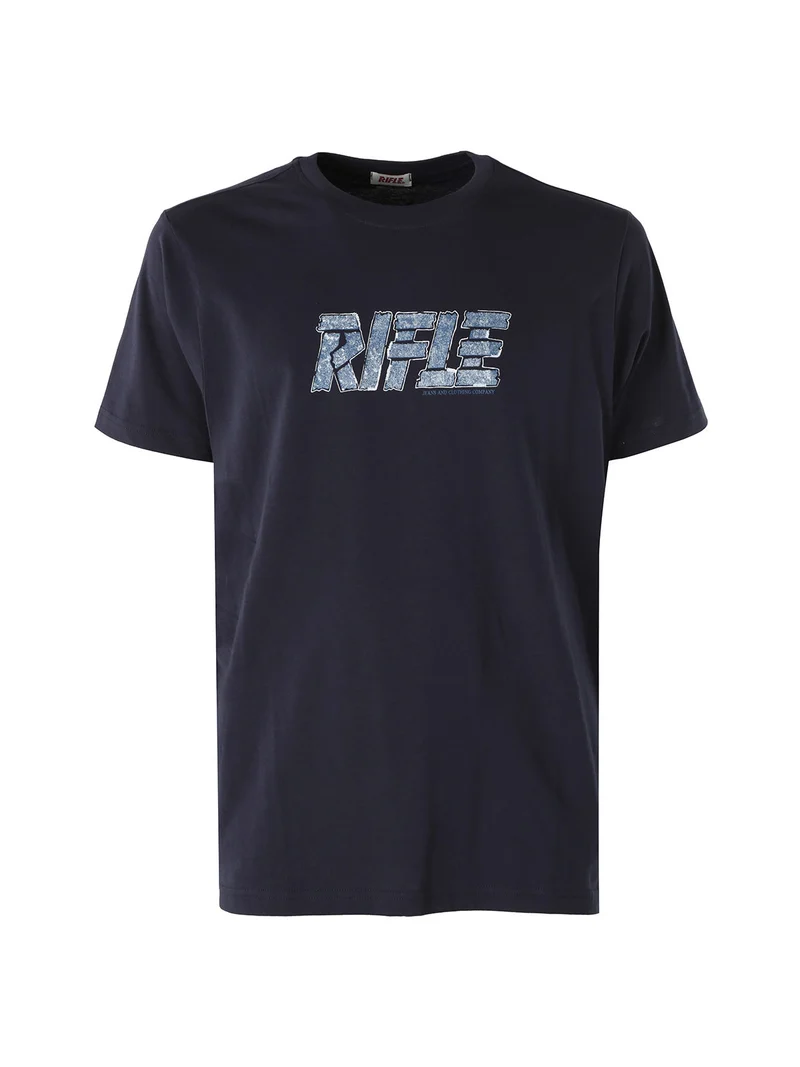 T-shirt in cotone da uomo con logo - blu scuro