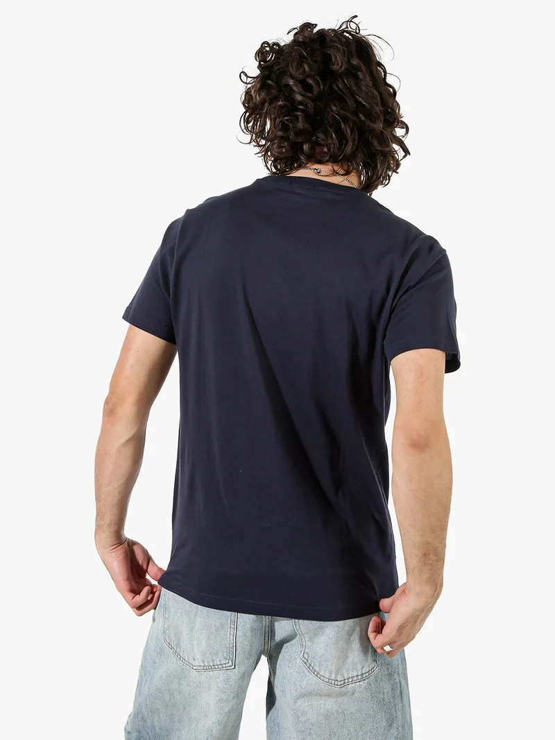 T-shirt in cotone da uomo con logo - blu scuro