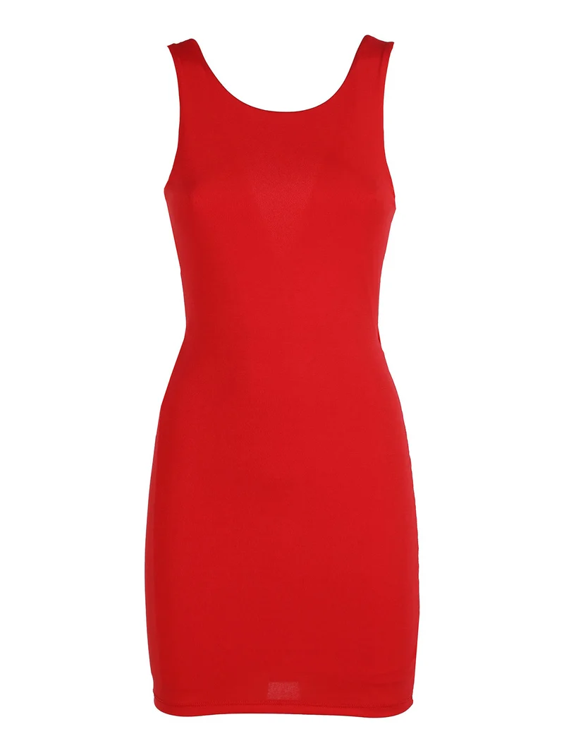 Vestito mini da donna a tubino senza maniche - rosso