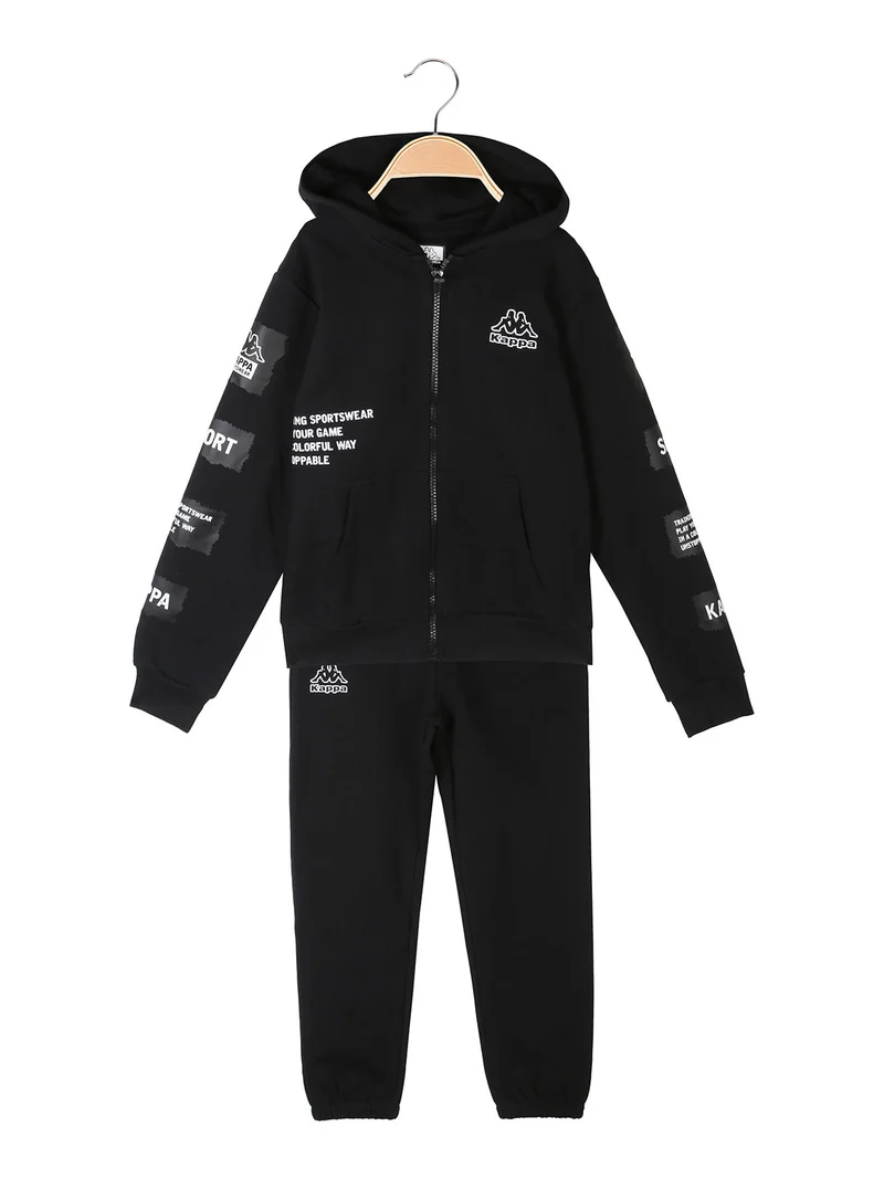Completo da ragazzo 2 pezzi con cappuccio e zip - nero