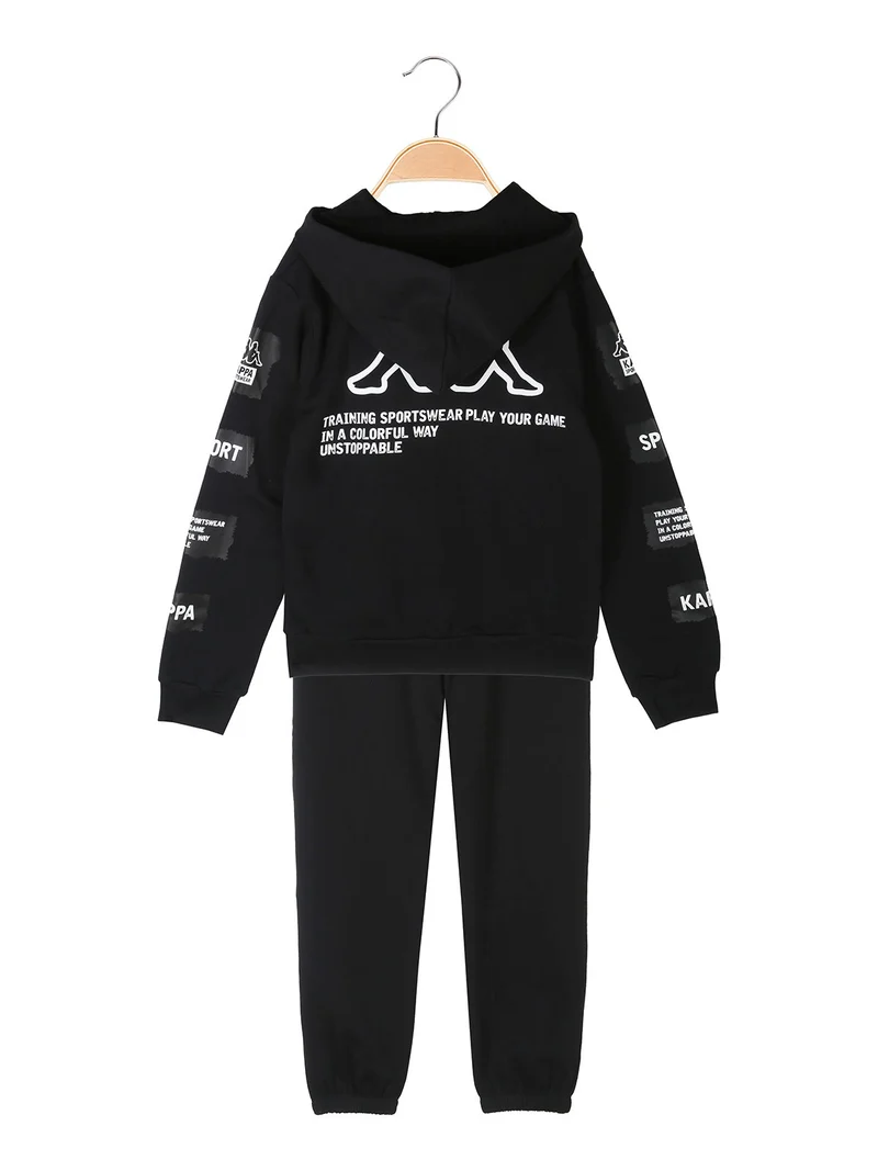Completo da ragazzo 2 pezzi con cappuccio e zip - nero