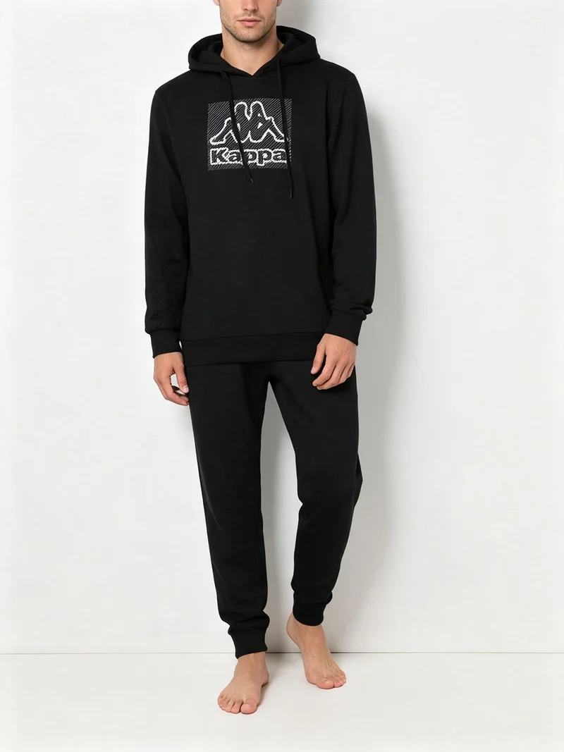 Completo tuta da uomo 2 pezzi con cappuccio e logo - nero