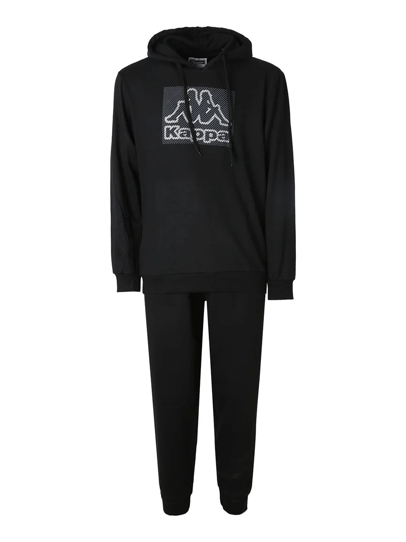 Completo tuta da uomo 2 pezzi con cappuccio e logo - nero