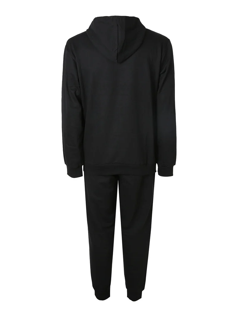 Completo tuta da uomo 2 pezzi con cappuccio e logo - nero