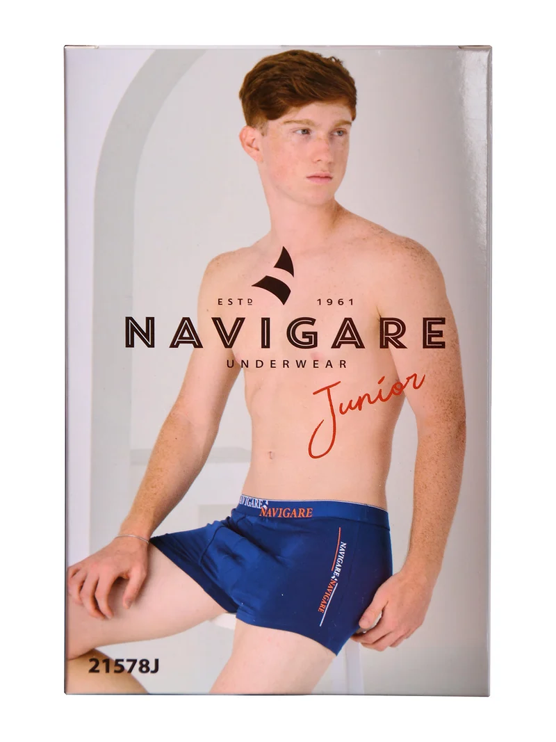 Boxer da ragazzo in cotone elasticizzato - blu