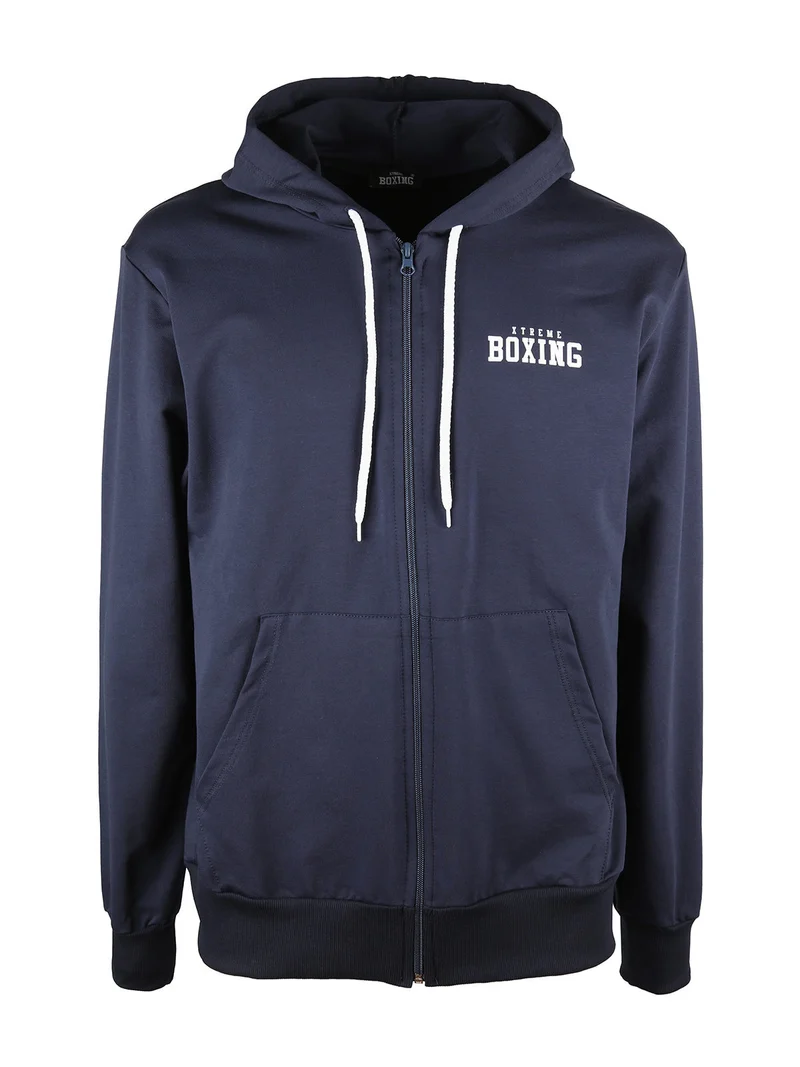 Felpa da uomo con cappuccio e zip - blu scuro