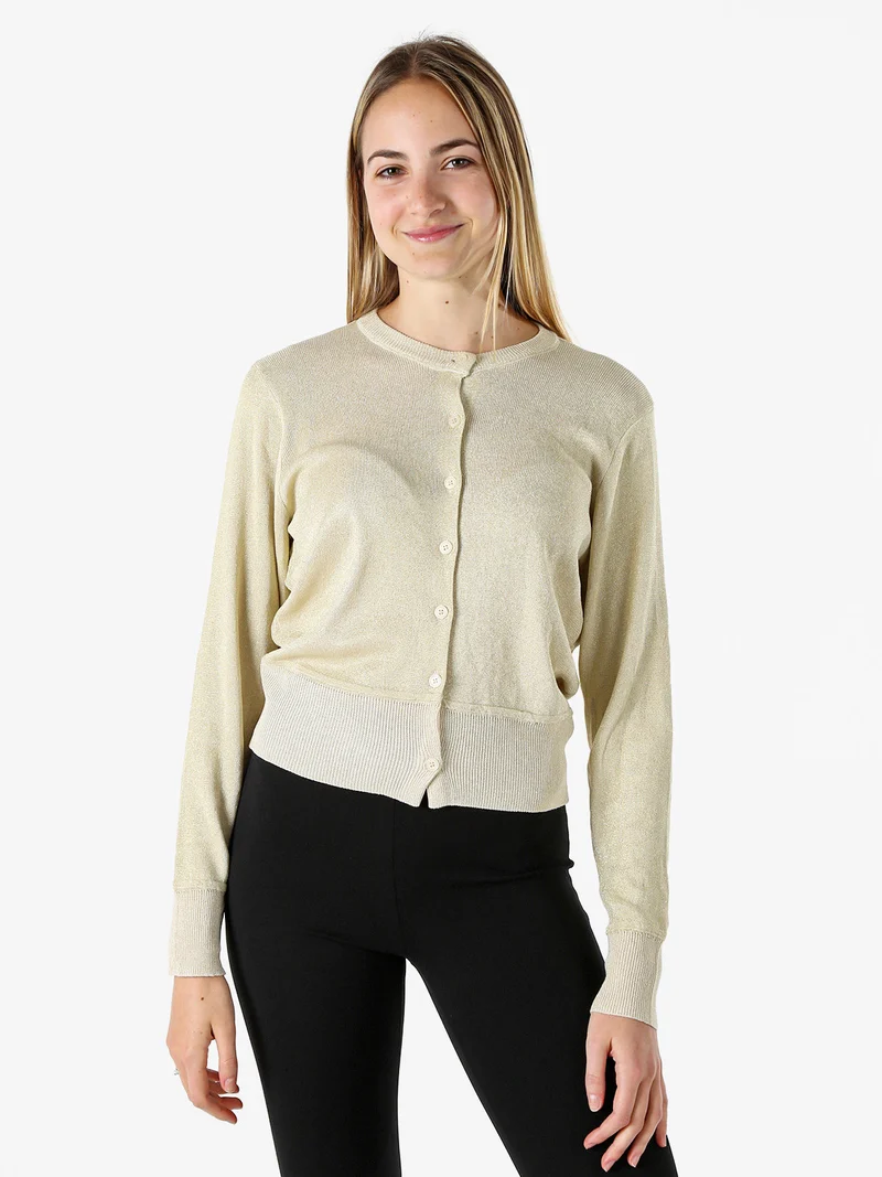 Cardigan donna lurex con bottoni - oro