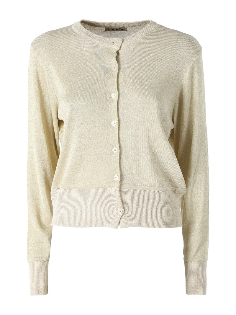 Cardigan donna lurex con bottoni - oro