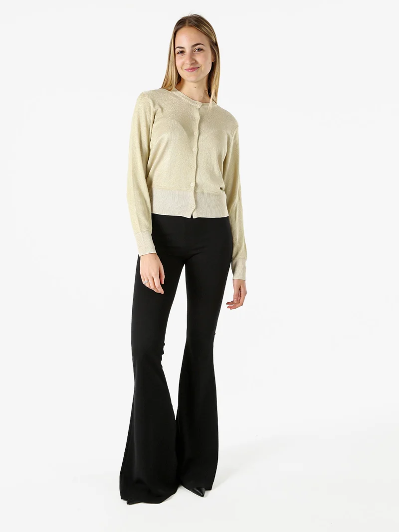 Cardigan donna lurex con bottoni - oro