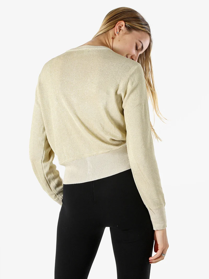 Cardigan donna lurex con bottoni - oro