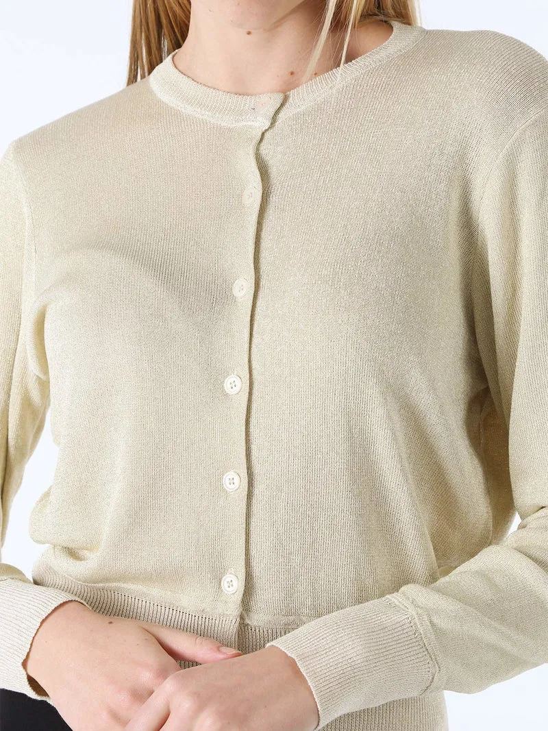 Cardigan donna lurex con bottoni - oro