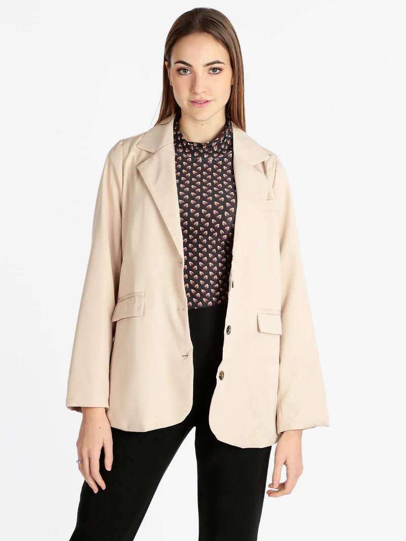 Blazer donna con bottoni - beige