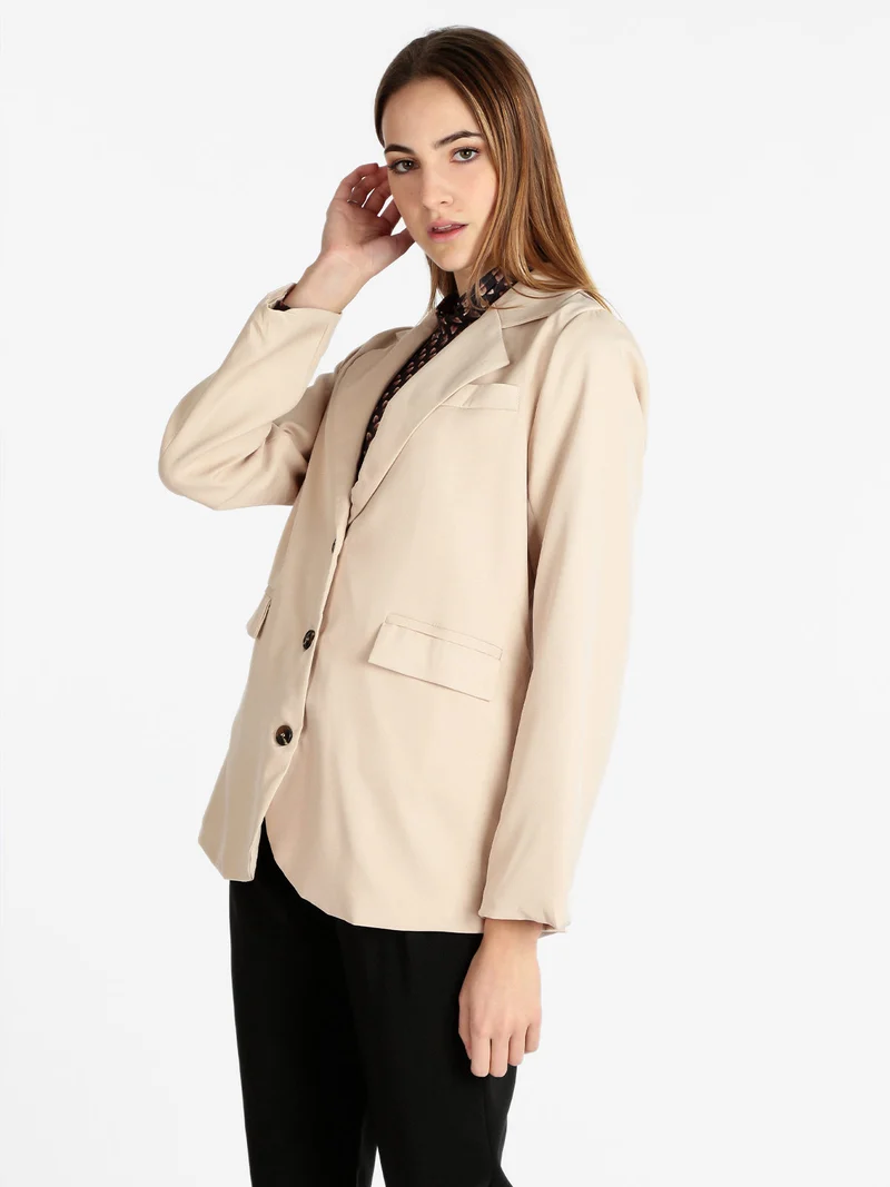 Blazer donna con bottoni - beige