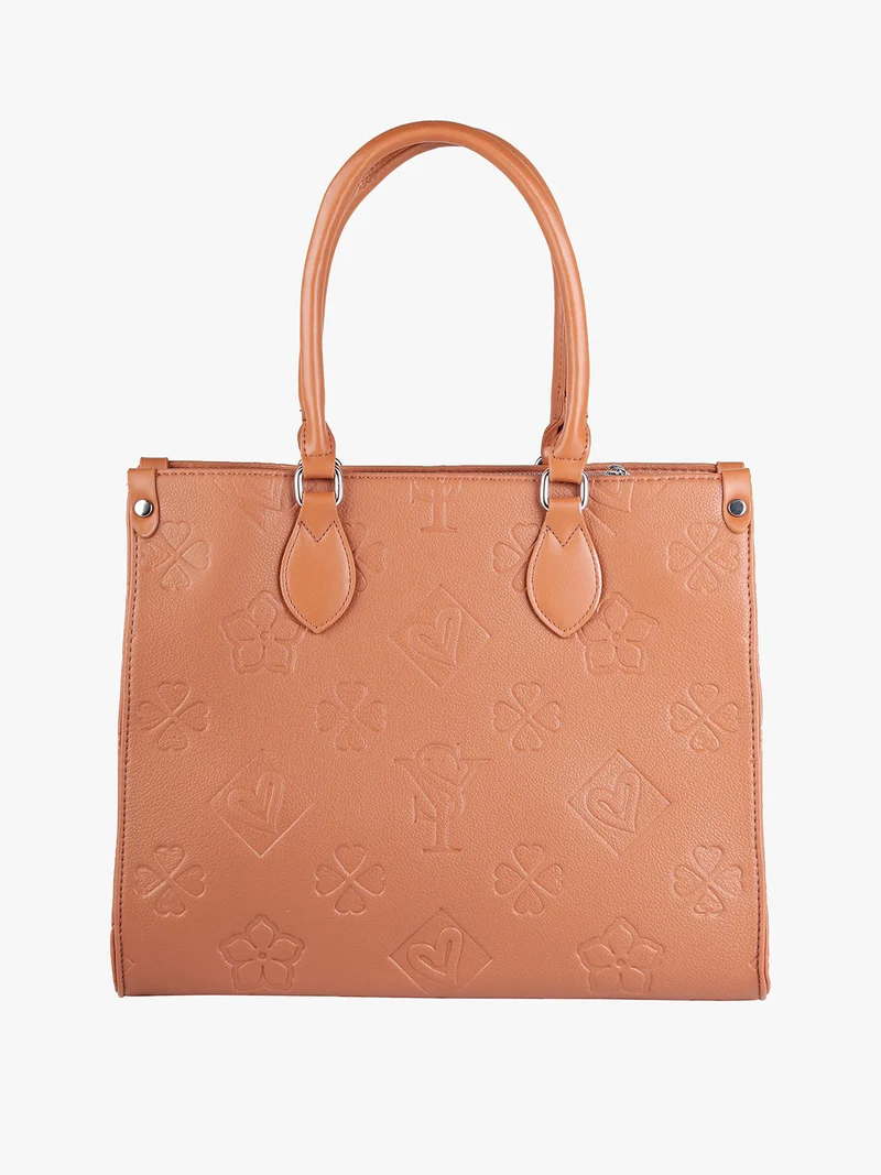 Borsa donna tote con doppi manici - marrone
