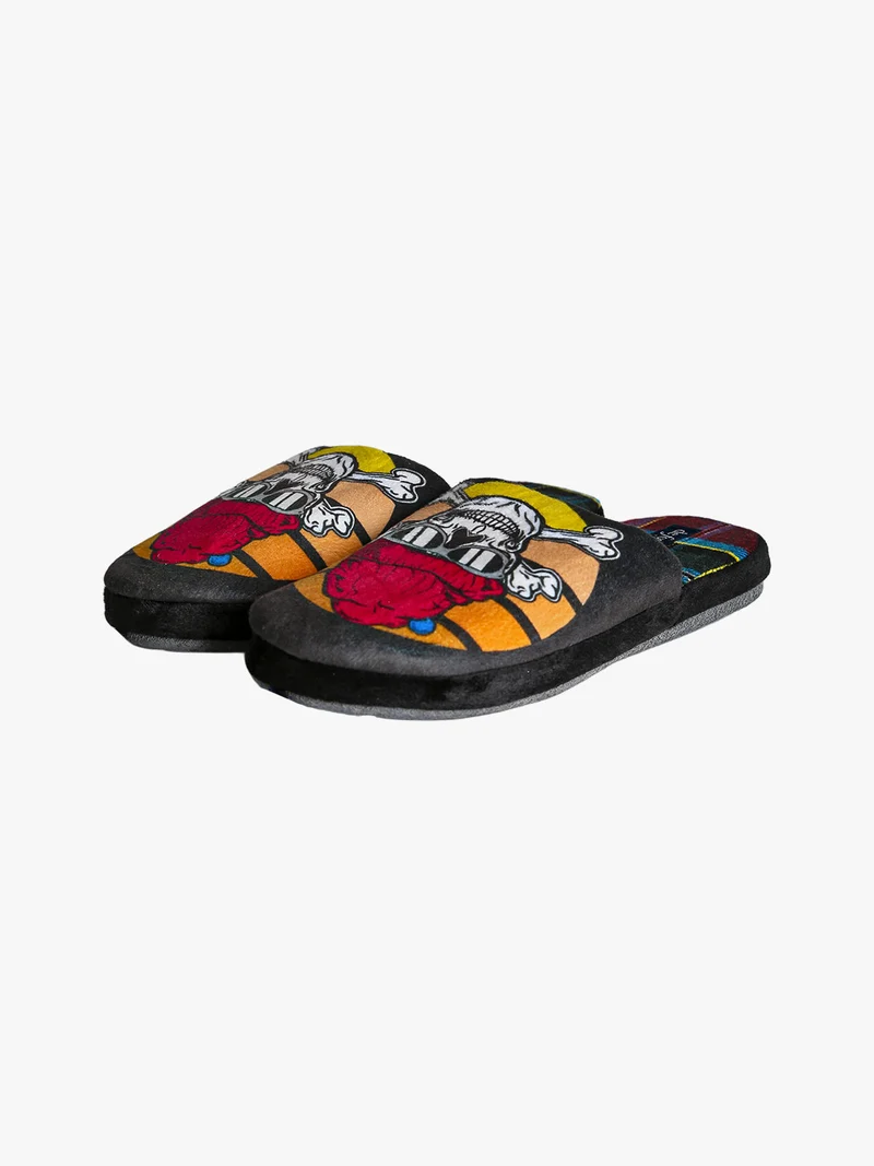 Pantofole donna invernali con stampe - nero