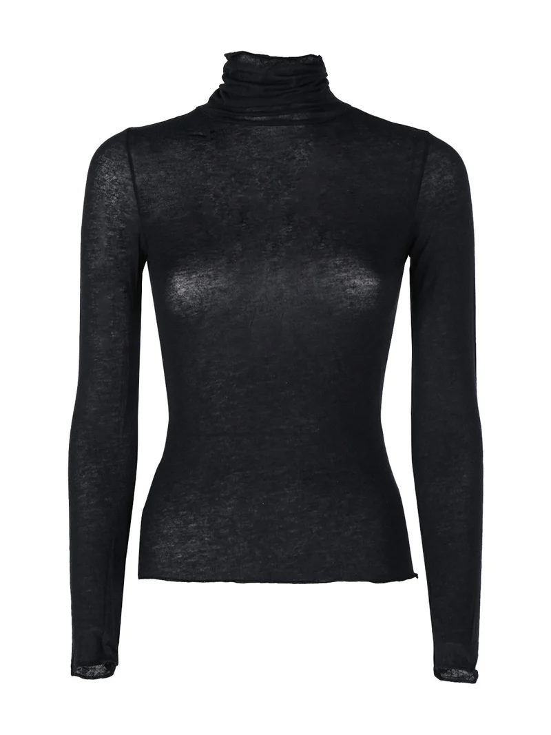 Maglia dolcevita donna in cashmere ultra light - nero