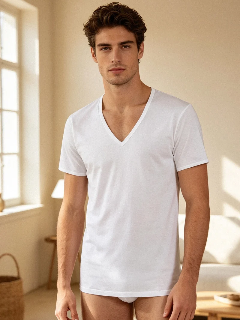 Maglia intima uomo scollo V - bianco