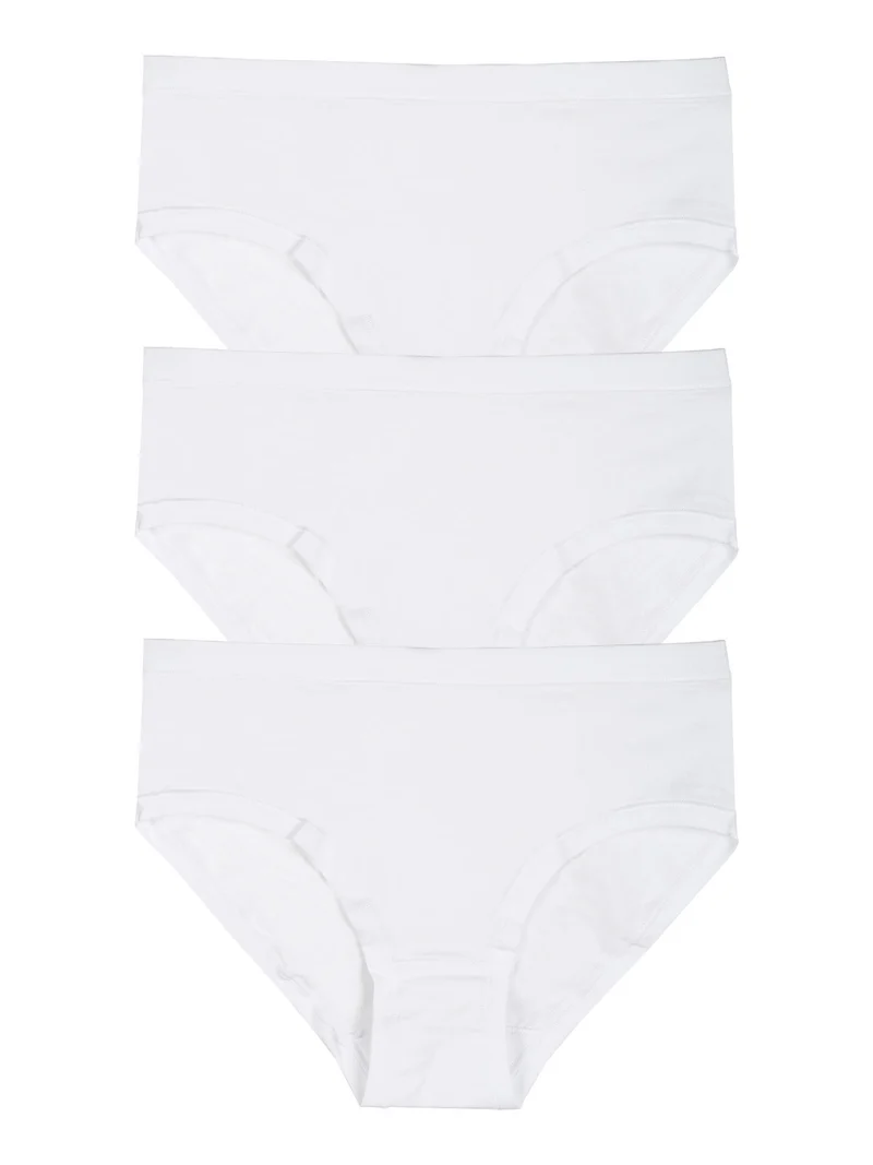 Confezione da 3 slip midi da donna in cotone bielastico - bianco
