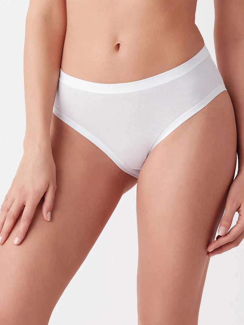 Confezione da 3 slip midi da donna in cotone bielastico - bianco