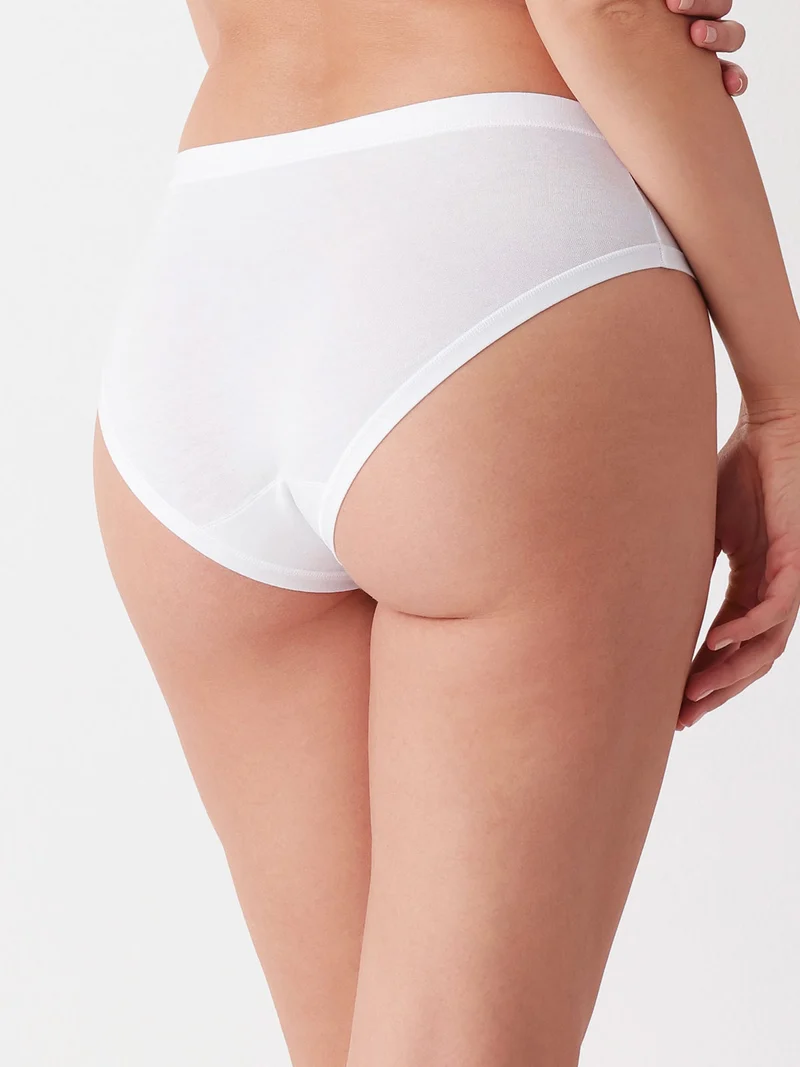 Confezione da 3 slip midi da donna in cotone bielastico - bianco