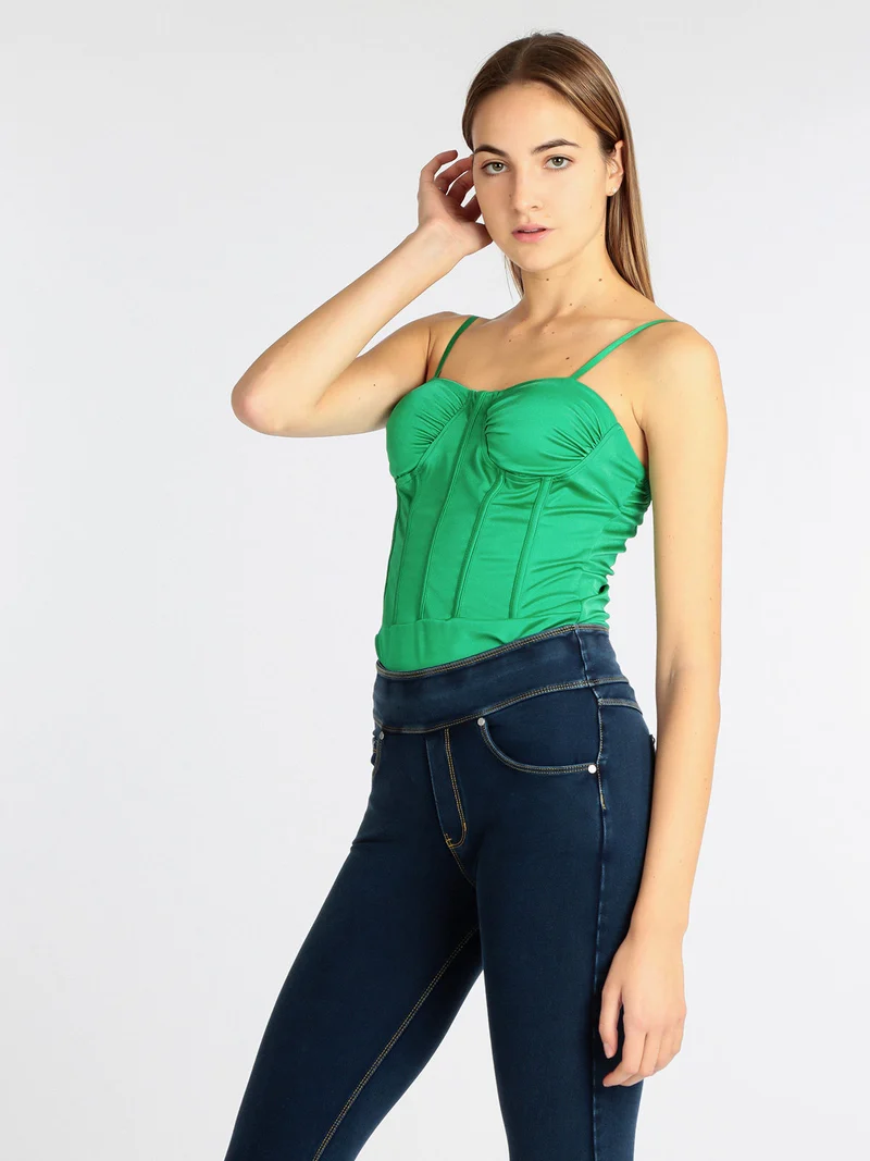 Body donna con coppe imbottite - verde