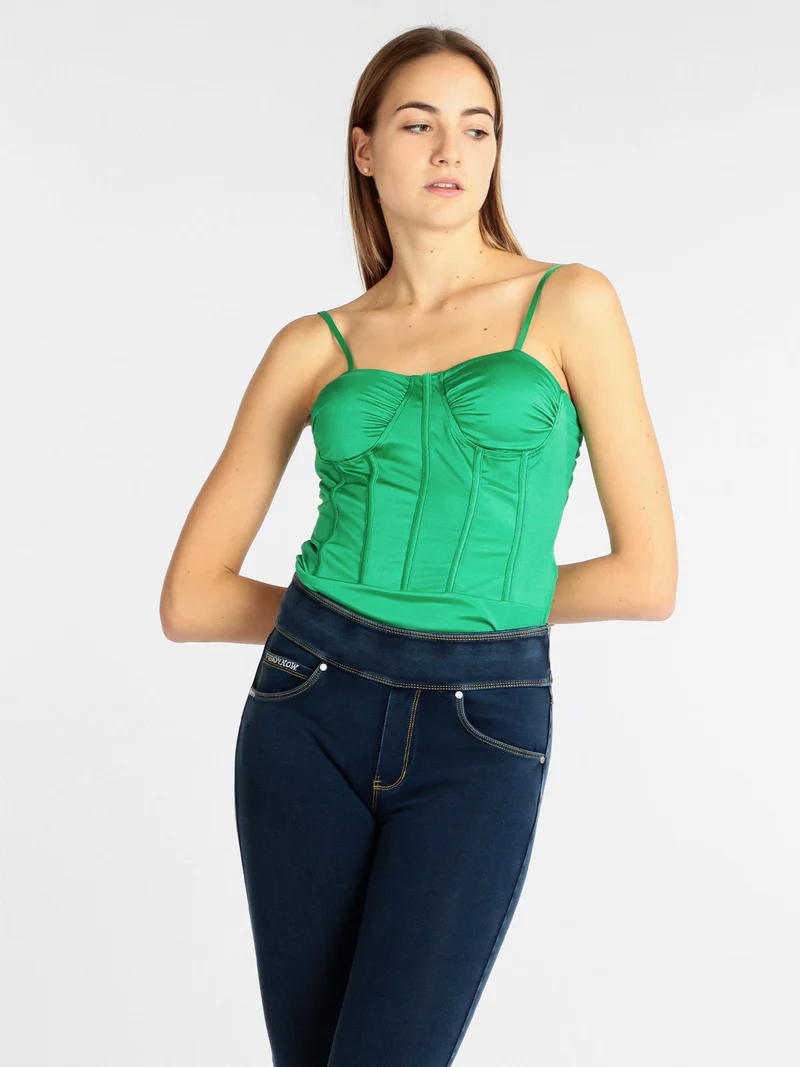 Body donna con coppe imbottite - verde