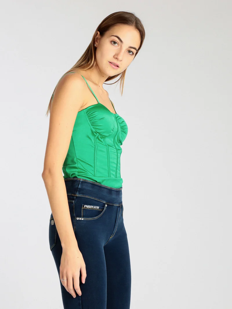 Body donna con coppe imbottite - verde