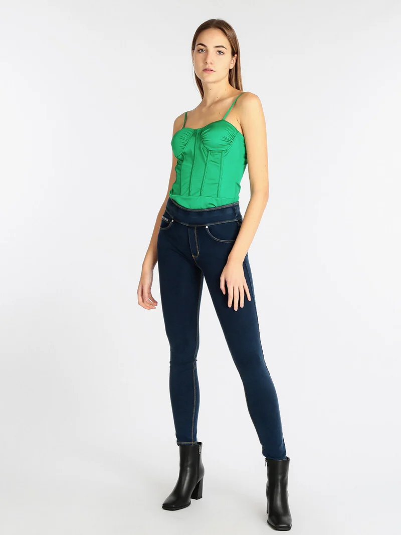 Body donna con coppe imbottite - verde