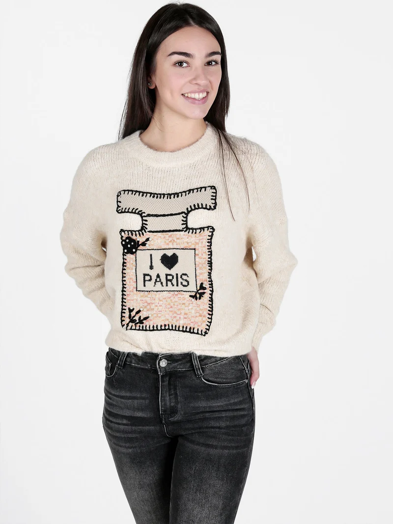 Maglione donna oversize con spalle cadenti - beige
