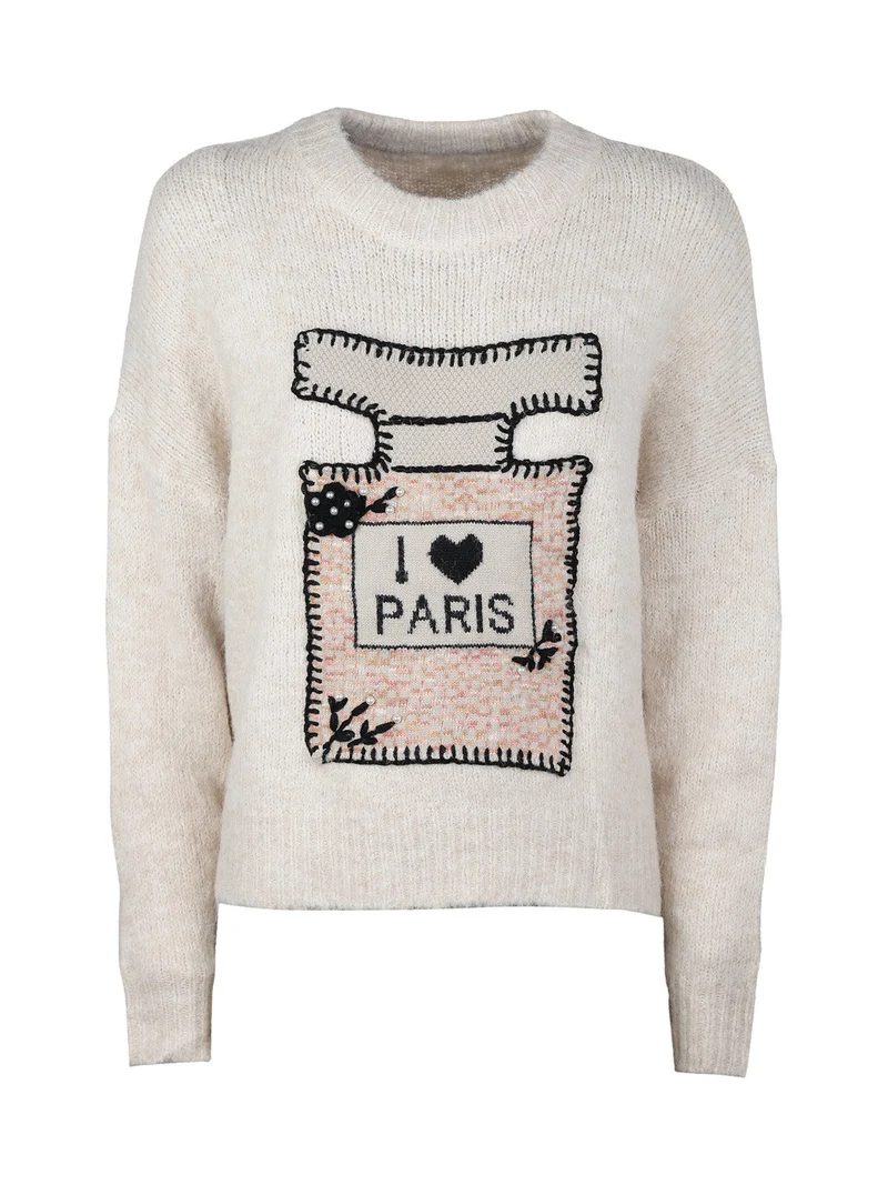 Maglione donna oversize con spalle cadenti - beige