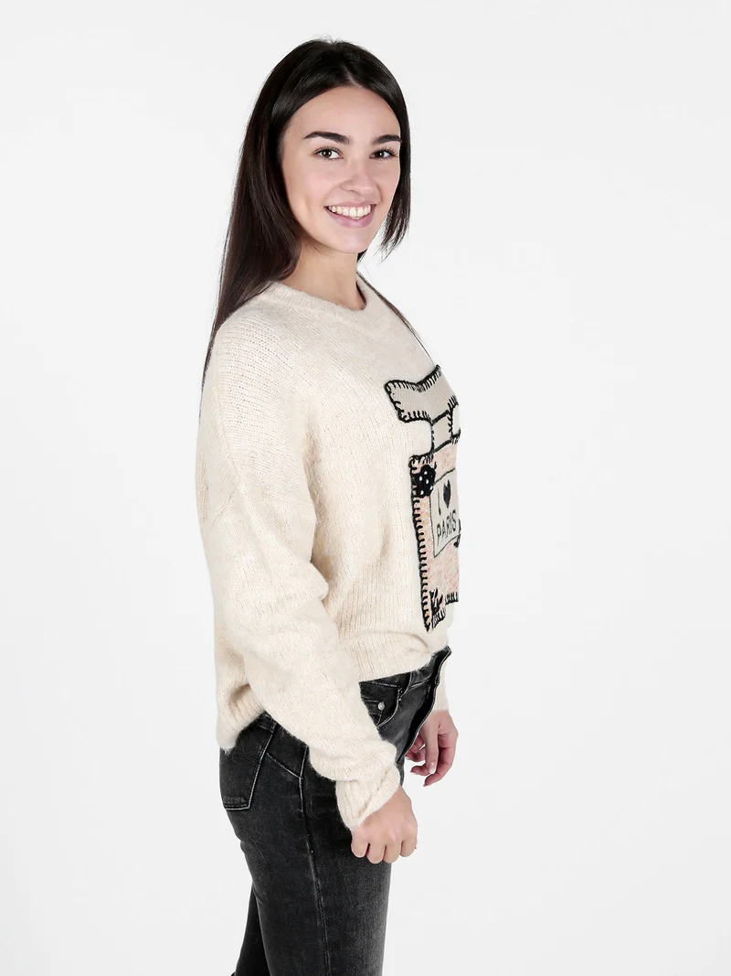 Maglione donna oversize con spalle cadenti - beige
