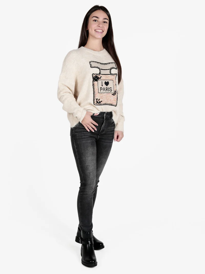 Maglione donna oversize con spalle cadenti - beige