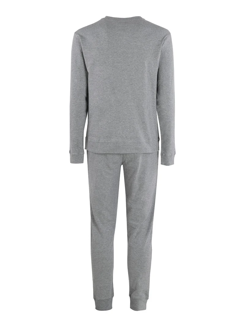 Pigiama lungo da uomo in cotone con scritta - grigio