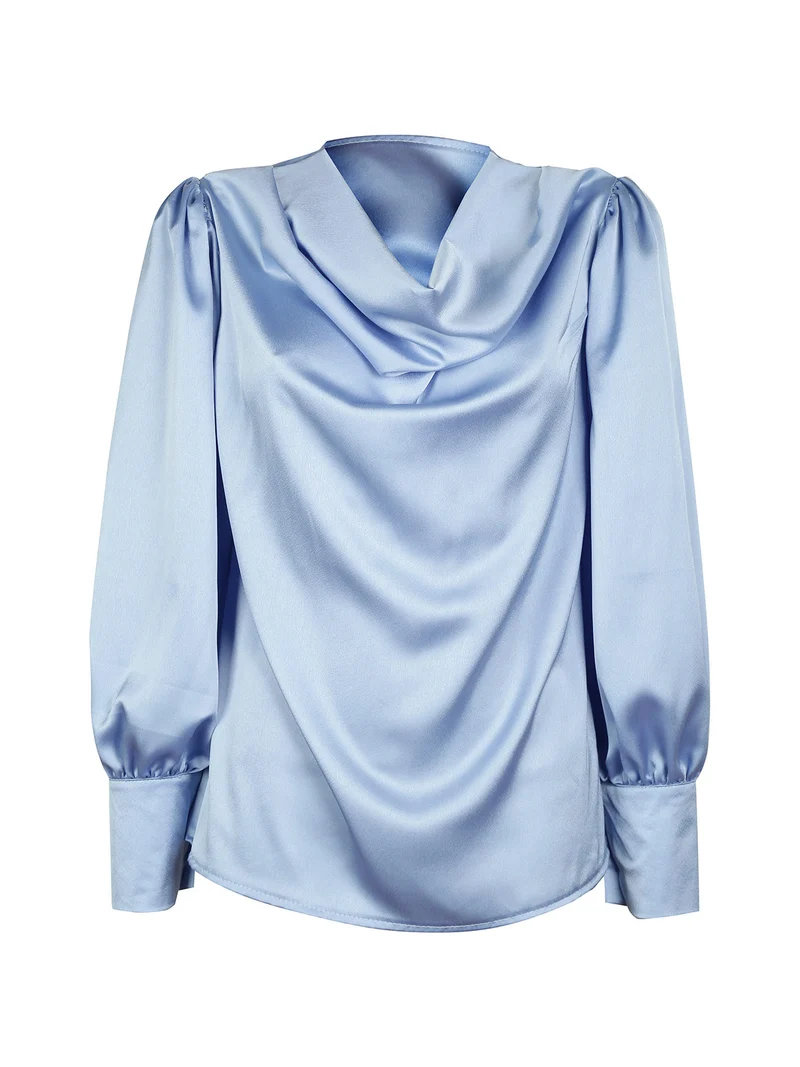 Blusa donna con maniche ampie - azzurro
