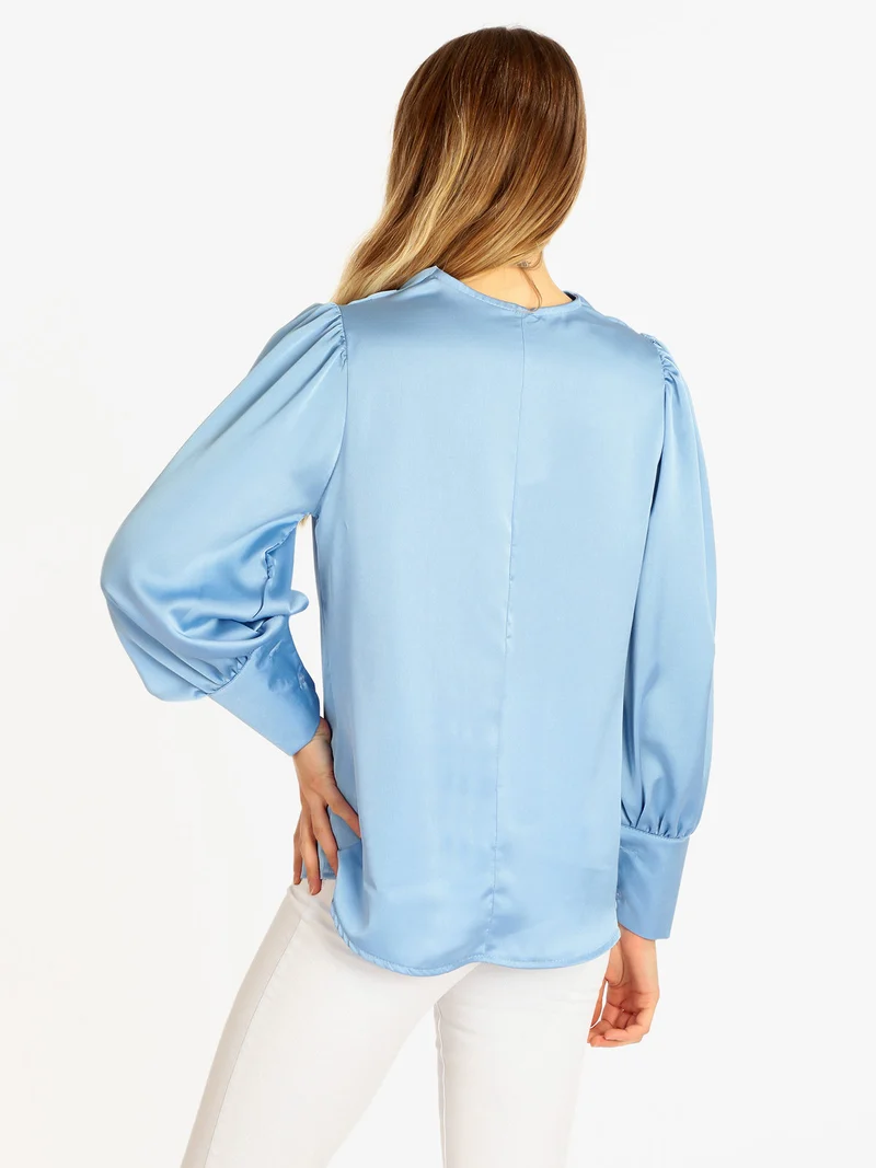 Blusa donna con maniche ampie - azzurro