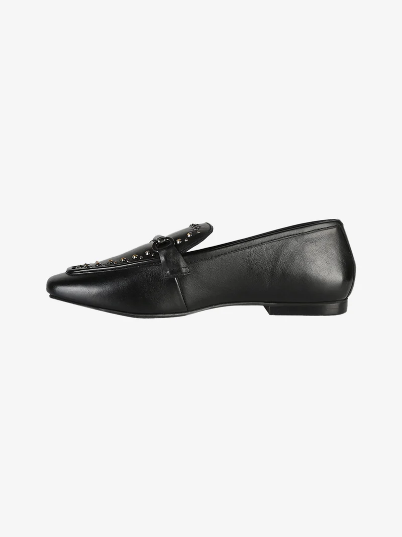 Mocassini donna in pelle con borchie - nero