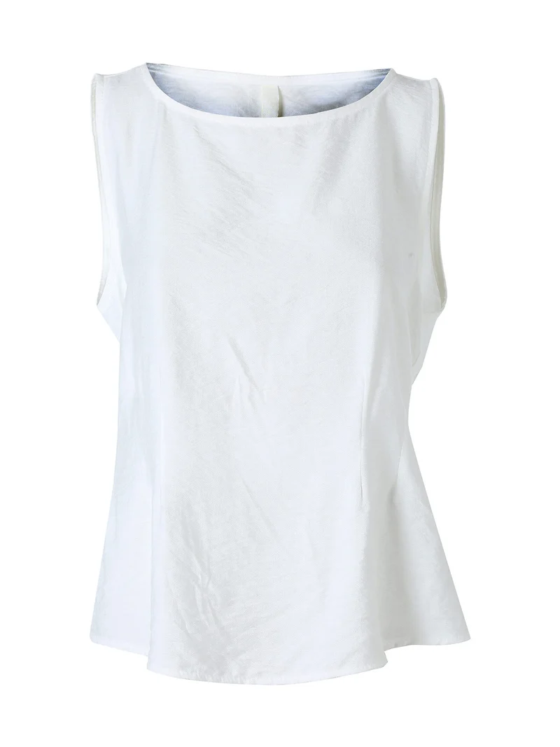 Top smanicato da donna in viscosa - bianco