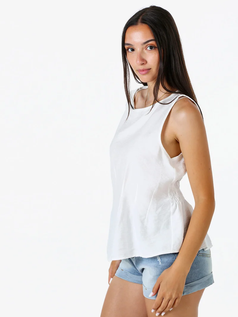 Top smanicato da donna in viscosa - bianco