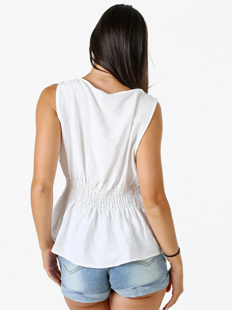 Top smanicato da donna in viscosa - bianco