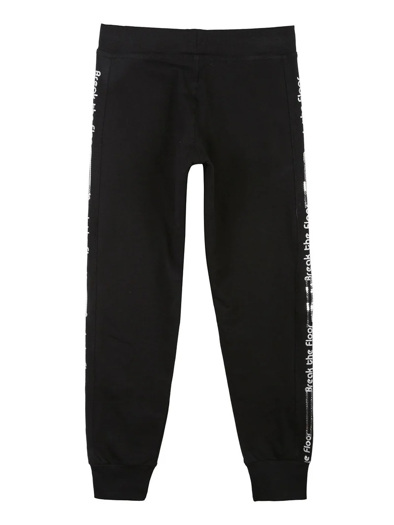 Pantaloni tuta felpati da ragazza - nero