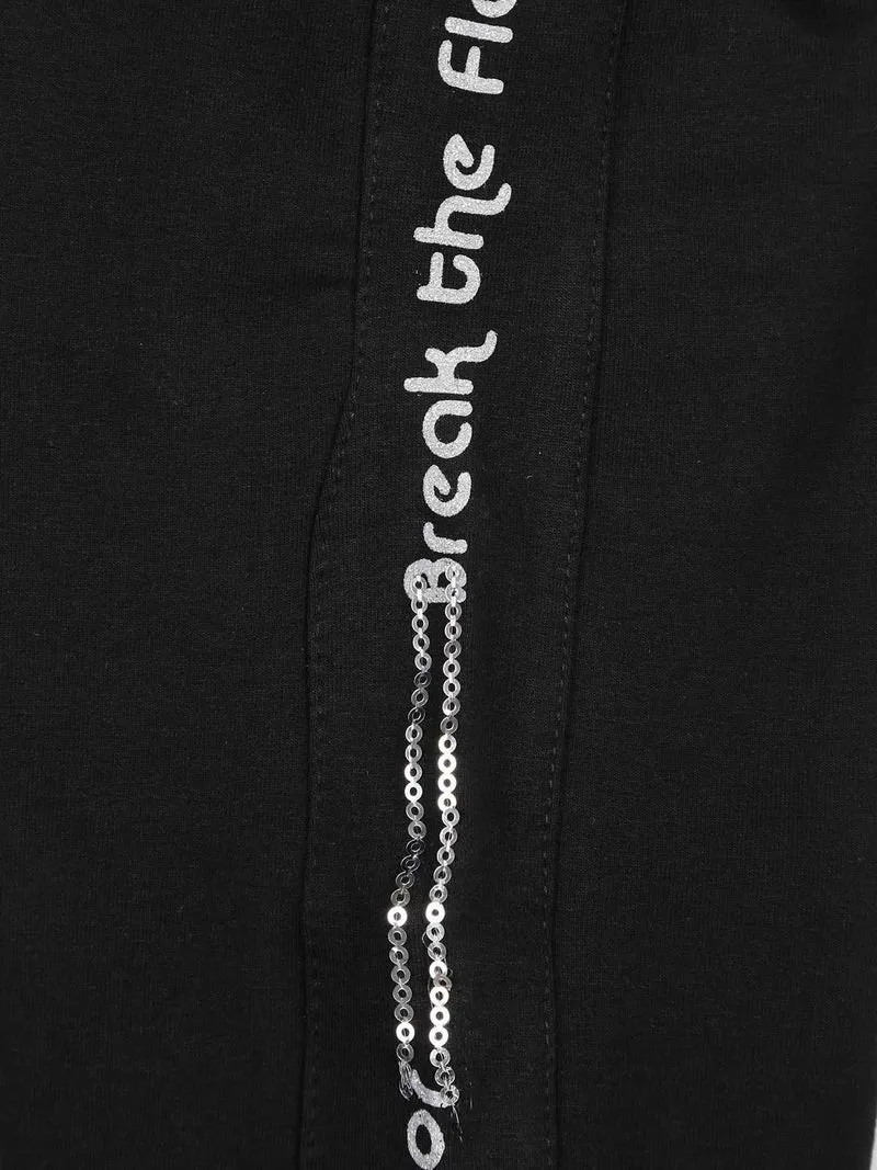 Pantaloni tuta felpati da ragazza - nero
