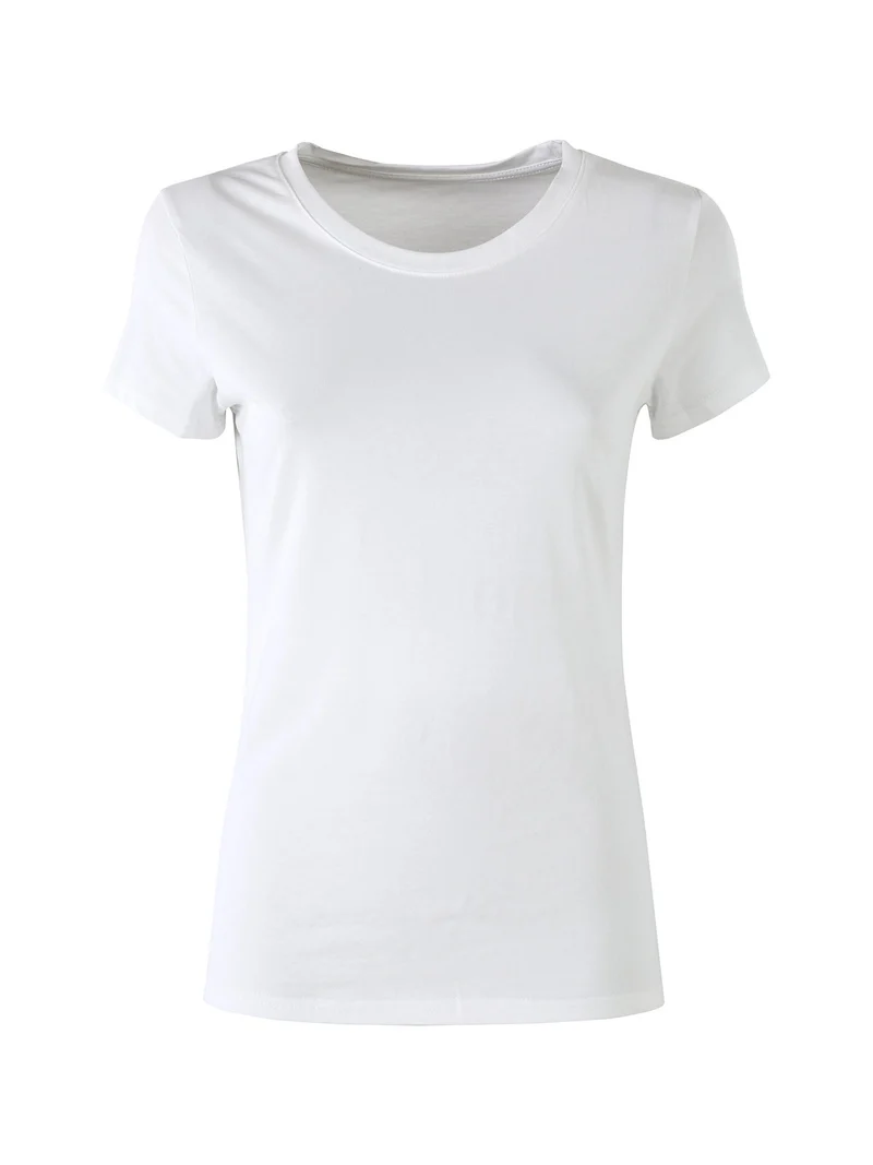 T-shirt girocollo da donna in cotone - bianco