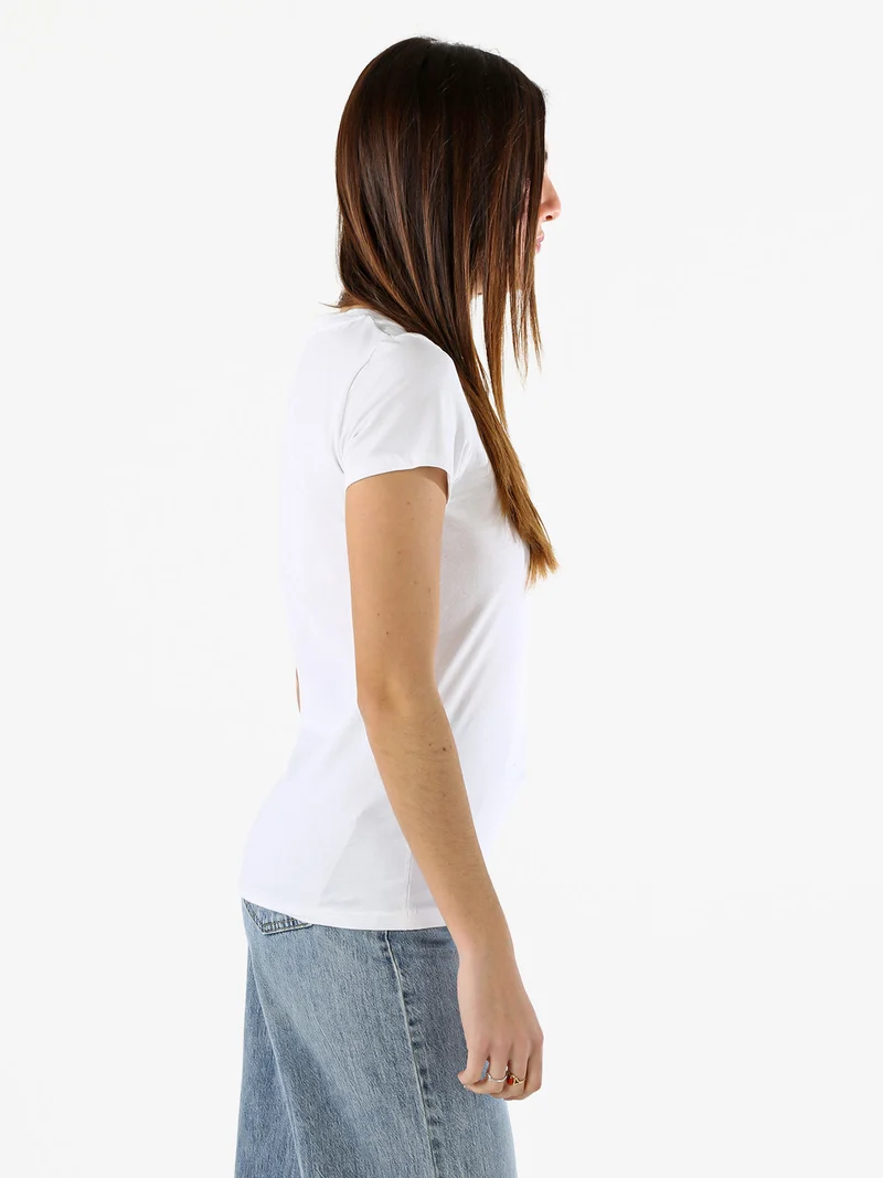 T-shirt girocollo da donna in cotone - bianco