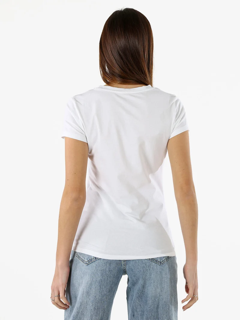 T-shirt girocollo da donna in cotone - bianco