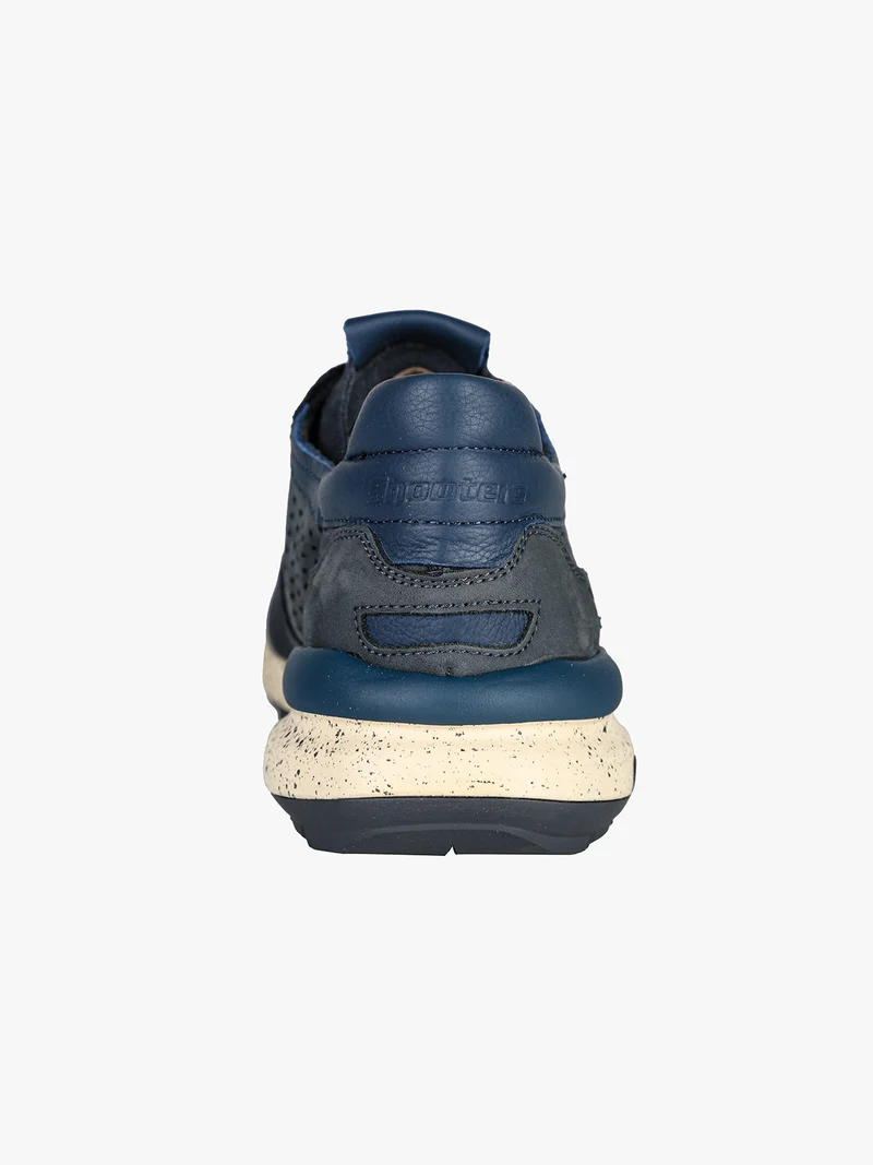 Sneakers da uomo in pelle traforata - blu scuro